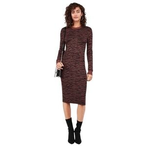 Express x‎ Negin Mirsalehi Zebra Print Fitted Sweater Dress, Midi Length Size S